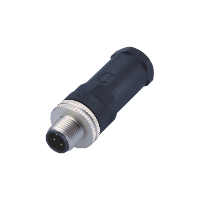 M12 A-coding Male Straight Connector, Field Wirable Assembly, Screw joint, Al-alloy Screw/Nut, Front fastened, Unshielded, PG7, Contacts: 3, IP67/IP68