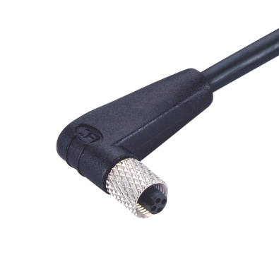 M5 Female Angled Connector, Molded Cable, Contacts: 4, Unshielded, IP67