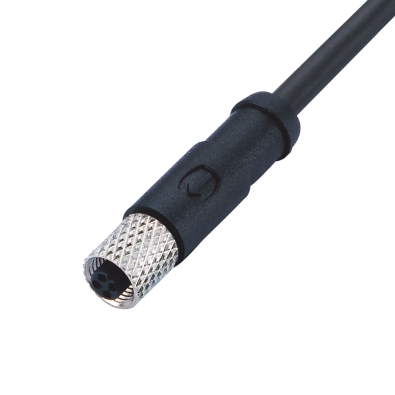 M5 Female Straight Connector, Molded Cable, Contacts: 4, Unshielded, IP67