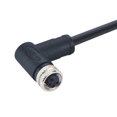 M8 Female D-coding Angled Connector, Molded Cable, Contacts: 4, Shielded, IP67, UL Listed: CYJV(CYJV7).E321413