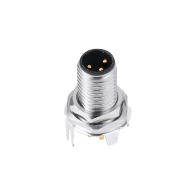 M8 Male B-coding Straight Connector, PCB Panel Mount, Front fastened, Contacts: 5, Shielded, IP67