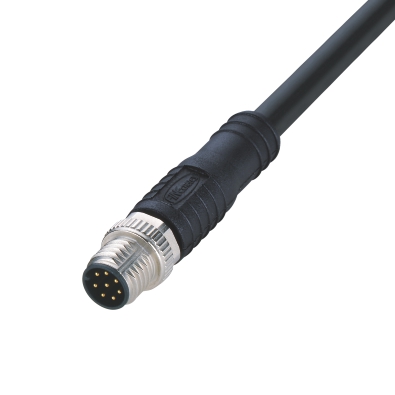 M8 Male B-coding Straight Connector, Molded Cable,  Contacts: 5, Unshielded, IP67, UL Listed: CYJV(CYJV7).E321413