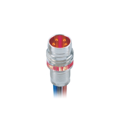 M8 Male A-coding Straight Connector, Solder Panel Mount, With LED Indicator, Rear fastend, Contacts: 4, Unshielded, IP67 / IP65