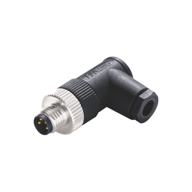 M8 Male A-coding Angled Connector, Screw Field Wirable Assembly,  Contacts: 4, Unshielded, IP67