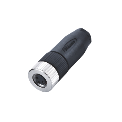 M8 Female A-coding Straight Connector, Screw Field Wirable Assembly,  Contacts: 4, Unshielded, IP68
