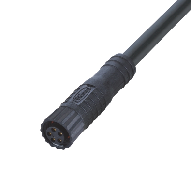 M8 Female A-coding Straight Connector, Molded Cable,  Contacts: 8, Unshielded, IP67