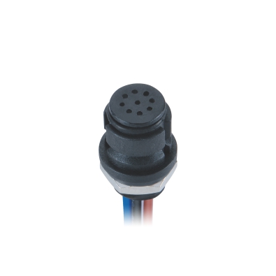 M10 Female A-coding Straight Connector, Solder Panel Mount, Rear fastend, Contacts: 9, Unshielded, IP65