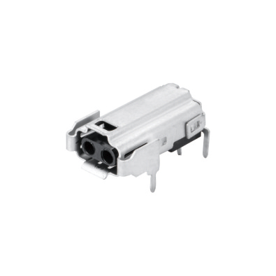 Industrial Female Straight Connector, PCB Panel Mount, Front fastened, Contacts: 2, Shielded, IP20