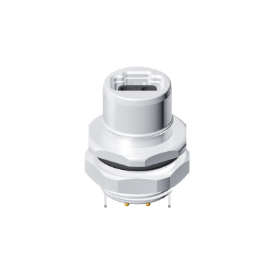 SPE 6J-S8 Female Straight Connector, PCB Panel Mount, Snap-in, Rear fastened, Contacts: 2, Shielded, IP67