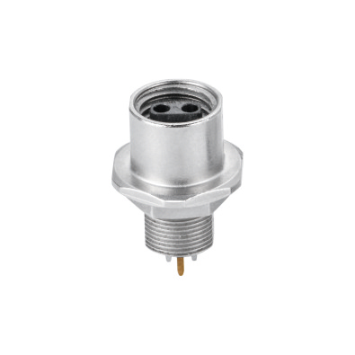 M8 2P Female Straight Connector, PCB Panel Mount, Rear fastened, Contacts: 2, Shielded, IP67