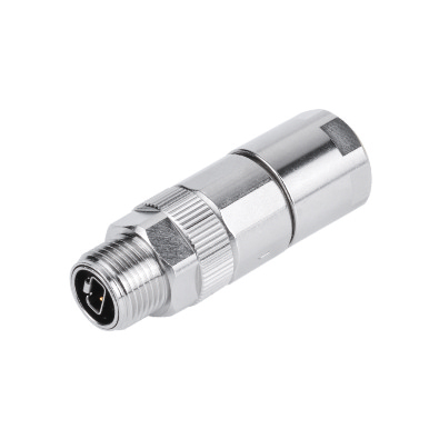 M12 2P Male Straight Connector, Cable Assembly, Front fastened, Contacts: 2, Shielded, IP67