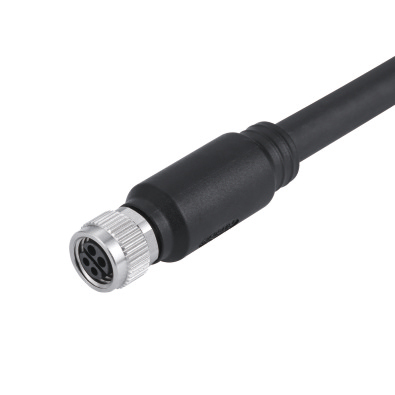 M8 hybrid Female Straight Connector, Molded Cable, TPU Overmolding, Contacts: 4, Shielded, IP67