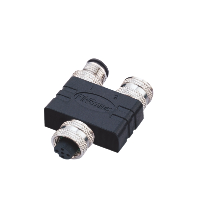 M12 Y-Splitter, Female-Male-Female, D-coding, Contacts: 4, Shielded, IP67 / IP68