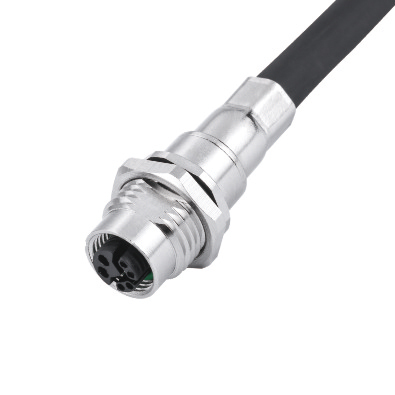 M12 Y3-coding Female Straight Connector, Assy Crimp Panel Mount, Front fastened, Shielded, Contacts: 6, IP67