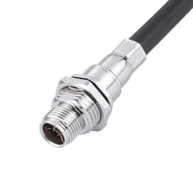 M12 Y3-coding Male Straight Connector, Assy Crimp Panel Mount, Front fastened, Shielded, Contacts: 6, IP67