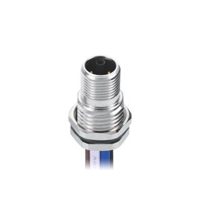 M12 K-coding Male Straight Connector, Crimp Panel Mount, Front fastened, PG9, Unshielded, Contacts: 5, IP67/IP68