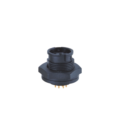 M12 Quick-lock Female Straight Connector, PCB Panel Mount, Front fastened, Unshielded, Contacts: 4, IP65/IP67/IP68