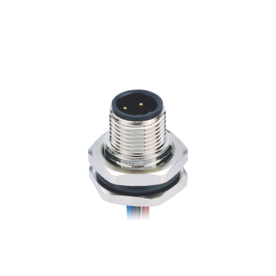 M12 B-coding Male Straight Connector, Solder Panel Mount, Front fastened, PG9, Unshielded, Contacts: 5, IP67 / IP68