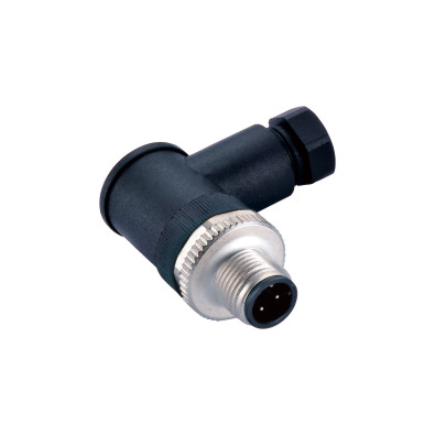 M12 D-coding Male Angled Connector, Field Wirable Assembly, Screw joint, Die-cast Screw/Nut, Front fastened, Unshielded, PG7, Contacts: 4, IP67/IP68