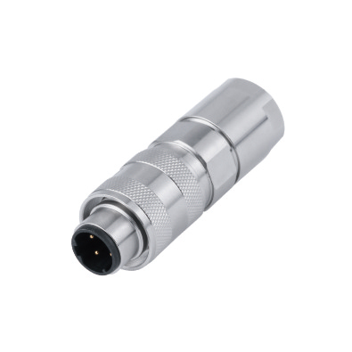 M12 D-coding Male Straight Connector, Field Wirable Assembly, Push-pull, Steel Ball Application, Shielded, Front fastened, Contacts: 4, IP67