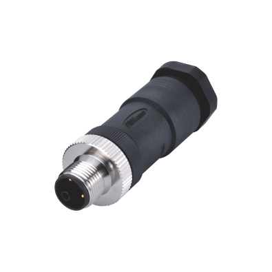 M12 L-coding Male Straight Connector, Field Wirable Assembly, Screw joint, Unshielded, Front fastened, Contacts: 5, IP67