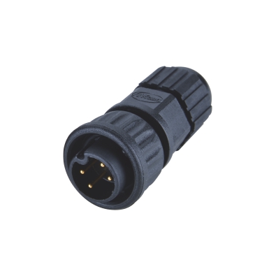 M12 Quick-lock Male Straight Connector, Field Wirable Assembly, With Fix-cap, Unshielded, Front fastened, Contacts: 6, IP65/IP67/IP68
