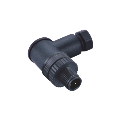 M12 A-coding Male Angled Connector, Field Wirable Assembly, Screw joint, Plastic, Front fastened, Unshielded, PG7, Contacts: 8, IP67/IP68