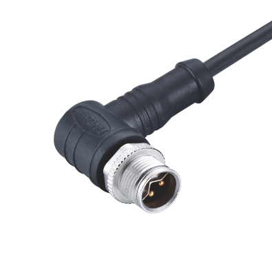 M12 Y3-coding Male Right Angled Connector, Molded Cable, Shielded, Contacts: 6, IP67