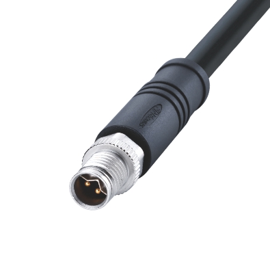 M12 Y3-coding Male Straight Connector, Molded Cable, Shielded, Contacts: 6, IP67