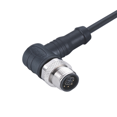M12 Y2-coding Male Right Angled Connector, Molded Cable, Shielded, Contacts: 8, IP67