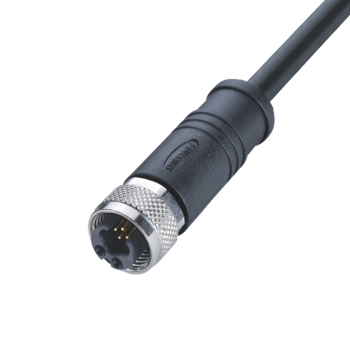 M12 Y1-coding Female Straight Connector, Molded Cable, Shielded, Contacts: 6, IP67