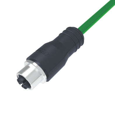 M12 X-coding Female Straight Connector, Molded Cable, Shielded, Contacts: 8, IP67/IP68