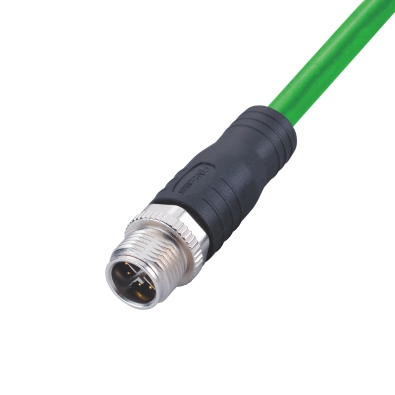 M12 X-coding Male Straight Connector, Molded Cable, Shielded, Contacts: 8, IP67/IP68