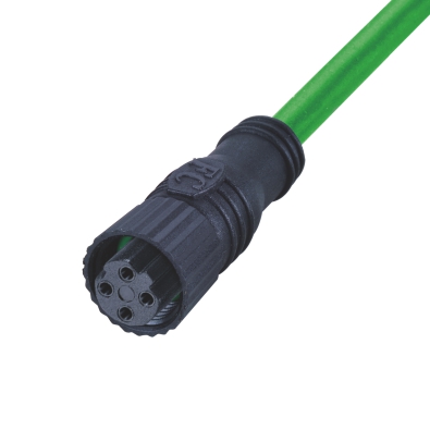 M12 D-coding Female Straight Connector, Molded Cable, Plastic, Unshielded, Contacts: 4, IP67/IP68