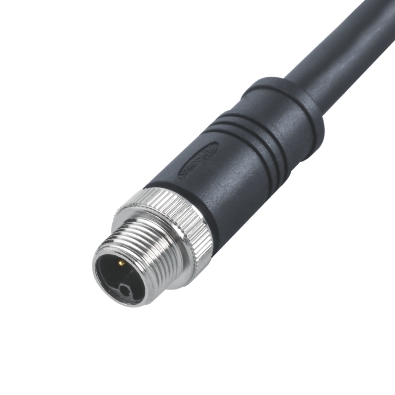 M12 L-coding Male Straight Connector, Molded Cable, Shielded, Contacts: 5, IP67/IP68