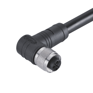 M12 S-coding Female Angled Connector, Molded Cable, Shielded, Contacts: 4, IP67/IP68