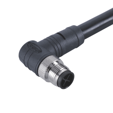 M12 S-coding Male Angled Connector, Molded Cable, Shielded, Contacts: 4, IP67/IP68