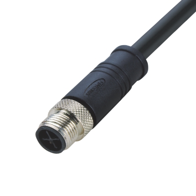 M12 S-coding Male Straight Connector, Molded Cable, Shielded, Contacts: 4, IP67/IP68