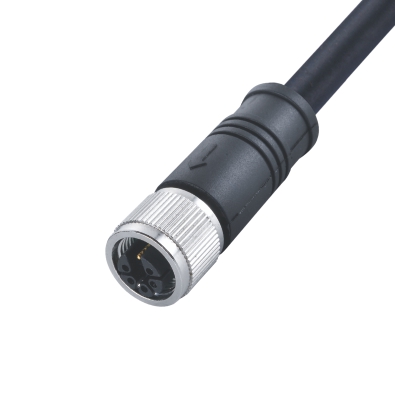 M12 M-coding Female Straight Connector, Molded Cable, Shielded, Contacts: 6, IP67
