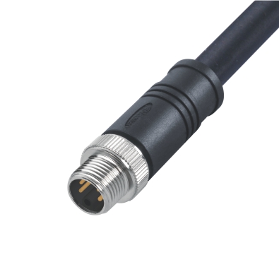 M12 M-coding Male Straight Connector, Molded Cable, Shielded, Contacts: 6, IP67