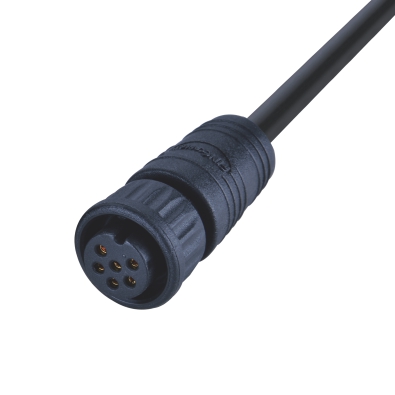 M12 Quick-lock Female Straight Connector, Molded Cable, Reversed Polarity, With Fix-cap, Unshielded, Contacts: 6, IP65/IP67/IP68
