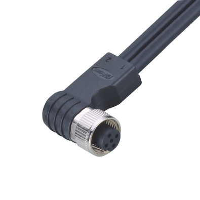 M12 A-coding Female Angled Connector, Molded 2 Cables, Shielded, Contacts: 5, IP67/IP68