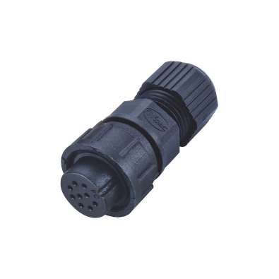 M16 Female Straight Connector, Field Assembly, Quick-lock, Solder, With Fix-cap, Contacts: 9, Unshielded, IP65/IP67