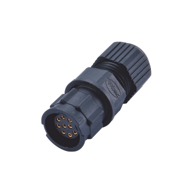 M16 Female Straight Connector, Field Wirable Assembly, Quick-lock, Solder, Contacts: 9, Unshielded, IP65/IP67