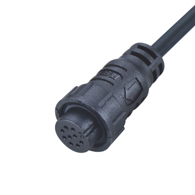 M16 Female Straight Connector, Molded Cable, Quick-lock, With Fix-cap, Contacts: 9, Unshielded, IP65/IP67