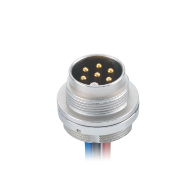 M16 Male Straight Connector, Panel Mount, Die-cast Screw, Solder, Rear fastened, Contacts: 12, Unshielded, IP65/IP67