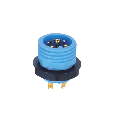 M20 Male Straight Connector, Solder Panel Mount, Rear Fastened, Contacts: 3+5, Unshielded, IP67/IP68