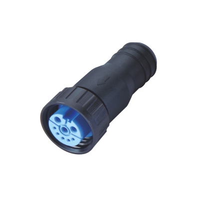 M20 Female Straight Connector, Plastic Terminator, Contacts: 3+5, Unshielded, IP67/IP68