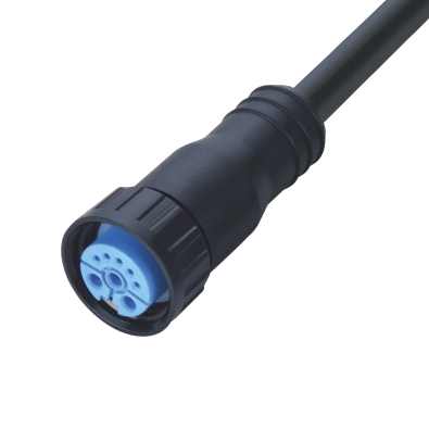 M20 Female Straight Connector, Molded Cable, Contacts: 3+5, Unshielded, IP67/IP68