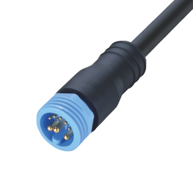 M20 Male Straight Connector, Molded Cable, Contacts: 3+5, Unshielded, IP67/IP68